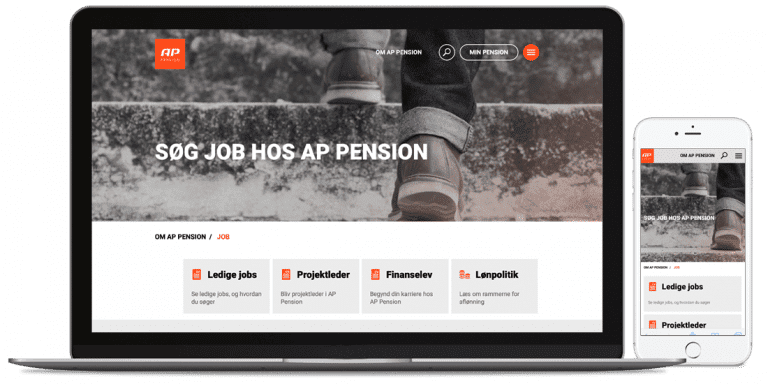 Aps job side på deres hjemmeside mobil og desktop version