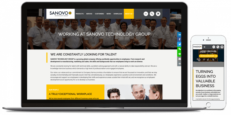 Sanovo website desktop and mobile version