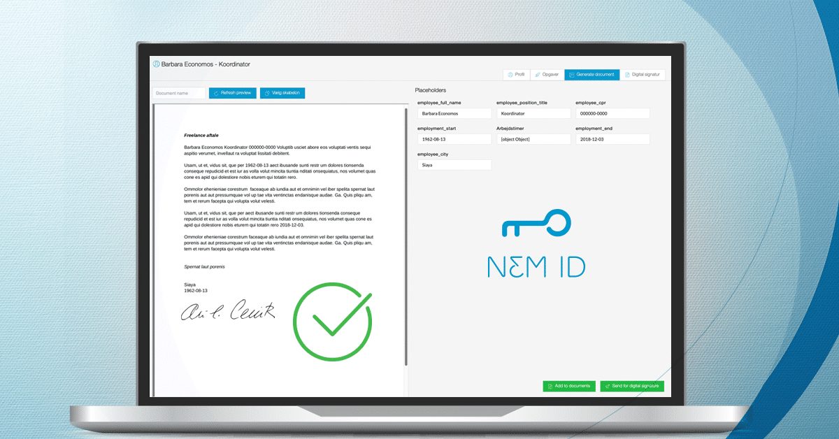 visualization of digital signature in HR-ON Staff