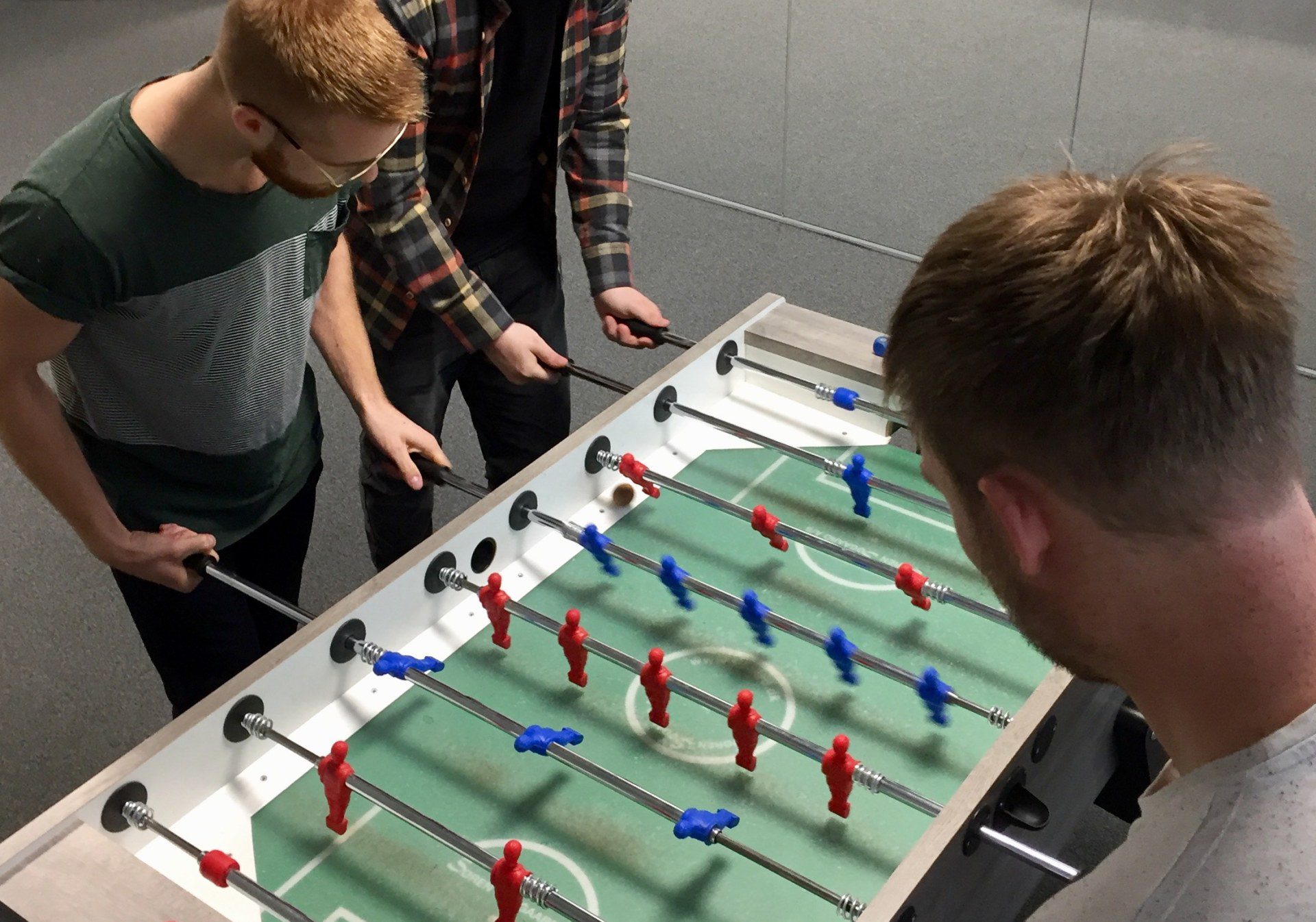 The boys playing Fussball