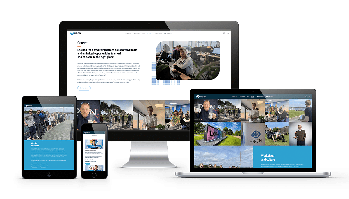 HR-ONs hjemmeside på enheder