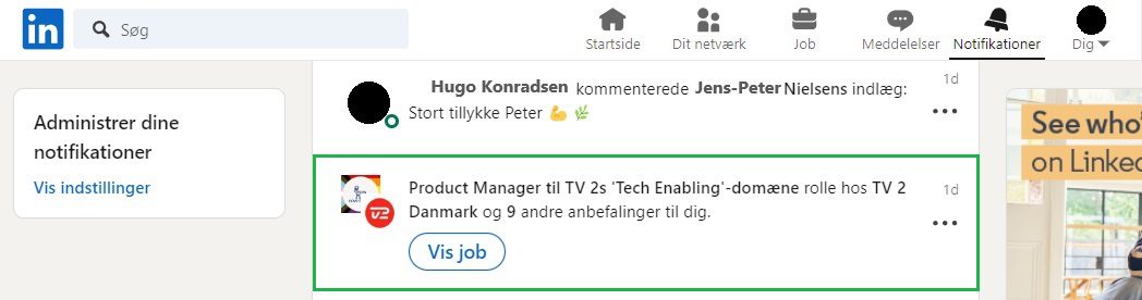 Sådan ses notifikationer om et LinkedIn Premium Job.