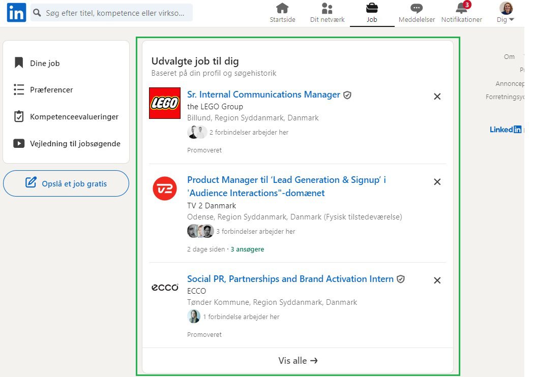 LinkedIn Premium Job fremgår således på LinkedIns jobside