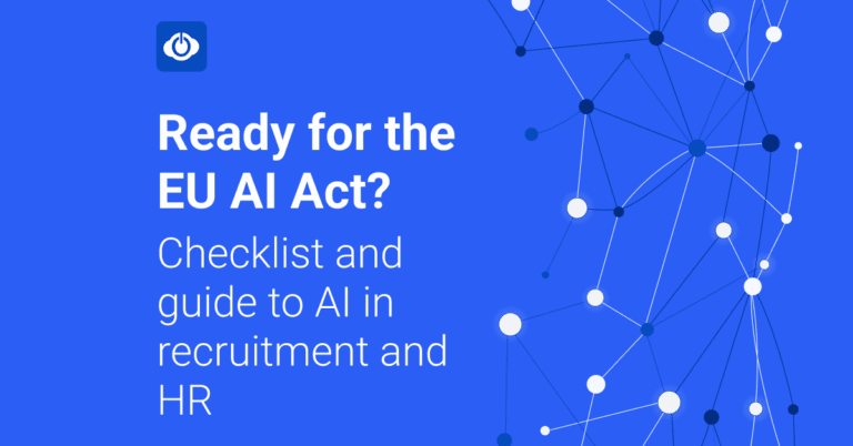 Graphic about the EU AI Act with checklist and guide to AI in recruitment and HR
