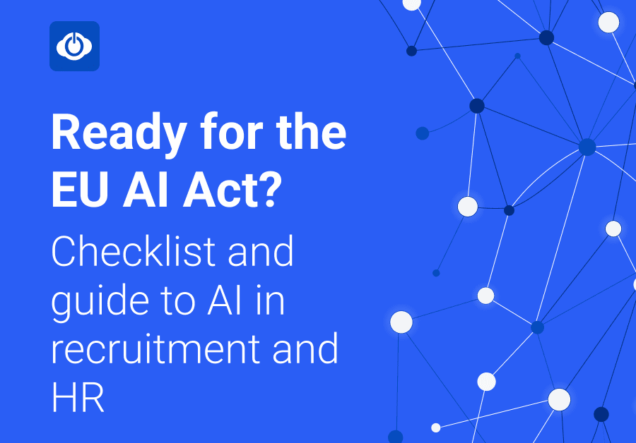 Graphic about the EU AI Act with checklist and guide to AI in recruitment and HR
